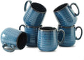 Coffee Mugs, 15 Ounce Ceramic Coffee Mug Set of 6, Reactive Glaze Tea Cups with Handle for Milk, Hot Cocos, Latte, Cappuccino, Blue Cup Gift for Man and Women, Dishwasher and Microwave Safe
