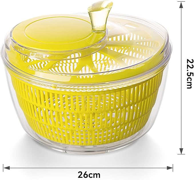 2-in-1 Salad Spinner & Mandoline Slicer Lettuce Spinner Vegetable Washer Dryer with 5 Interchangeable Blades, 5L Large Capacity, Easy to Clean, Food-Grade Kitchen Tool for Vegetables & Fruits