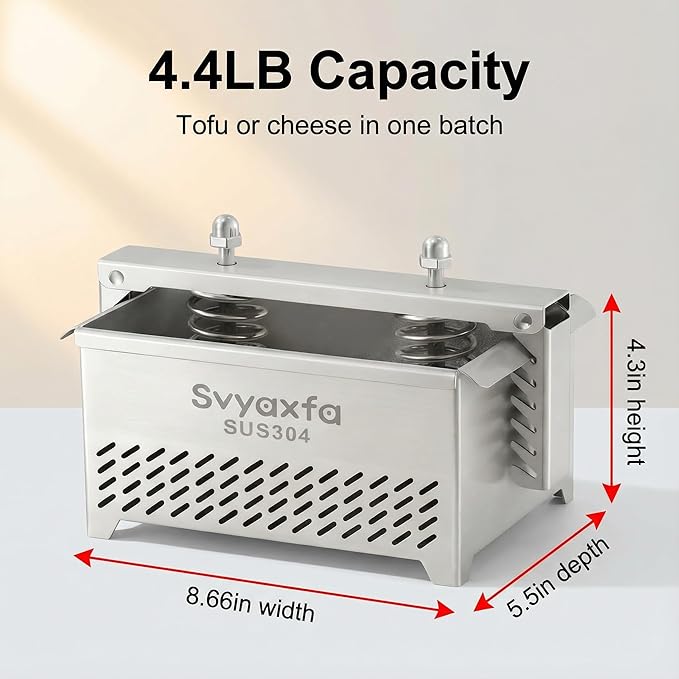 Tofu Press Stainless Steel Tofu & Cheese Press - Quick Water Removal in 10-30 Mins - Perfect for Silken, Firm, or Extra Firm Tofu - BPA Free & Dishwasher Safe - 304 Stainless Steel Material (XLSUS)