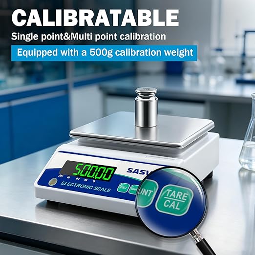 Lab Scale 5000g x 0.01g Scientific Scale g/oz/ct/lb High Precision Digital Electronic Analytical Balance for Jewelry Kitchen Laboratory School, Includes 500g Calibration Weight&Battery