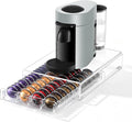 Coffee Pod Drawer Organizer for Nespresso Vertuo Pods,Acrylic Coffee Pod Holder Holds 40 Large or 60 Small Capsules or 28 K-Cups,Pull-Out Drawer with Anti-Slip Base for Home & Coffee Station,Crystal