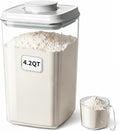 Melovom Pop Airtight Food Storage Container with Lid, 4L/4.2qt Large Cereal Flour Sugar Storage Container with Scoop, One Button Opening, BPA-Free, Kitchen Pantry Organization and Storage