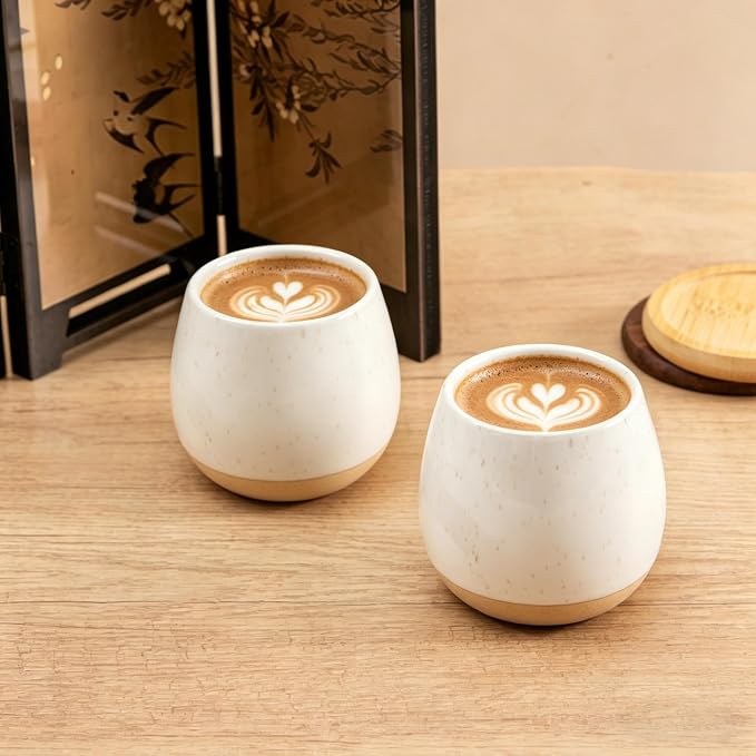 4pcs Japanese Tea Cups, 5.5OZ Vintage Espresso Cups, Handless Design Small Coffee Mugs, Microwave & Dishwasher Safe, Gift for Coffee Tea Lovers(4pcs Speckle)