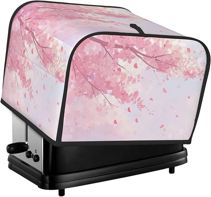 Toaster Cover 4 Slice Japanese Art Flower Cherry Blossom Kitchen Small Appliance Covers with Pockets Dust and Fingerprint Protection