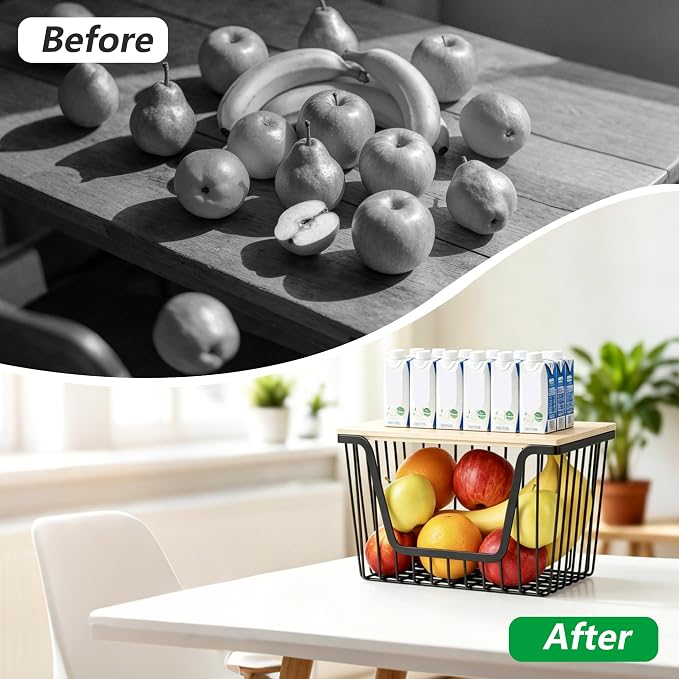 1 Pack Fruit Basket for Kitchen Counter，Stackable Pantry Organizers Storage, Large Wire Storage Basket Suitable for Storing Fruits, Onions, Potatoes, and Vegetables