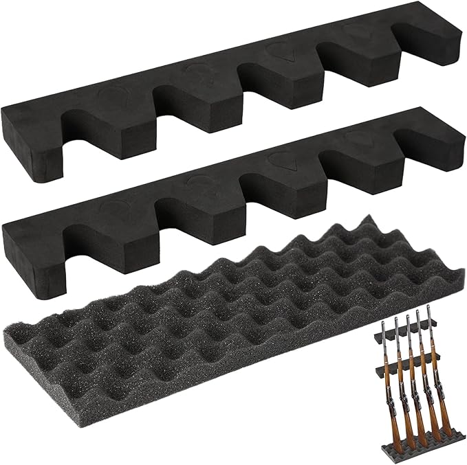 OCQOTAT Gun Rack for Gun Storage, Gun Safe Accessory for Rifles and Shotguns, Gun Holder in Gun Cabinet, Shotgun Rifle Rest, Foam Material with Magnetic Strip and Hook Strip , Gifts for Hunters
