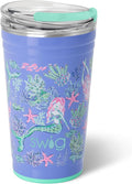 Swig Life 24oz Party Cup, Stackable Insulated Party Cup with EZ Flow Lid, Cup Holder Friendly, Dishwasher Safe, Stainless Steel, Large Travel Tumbler for Hot and Cold Drinks (Under the Sea)