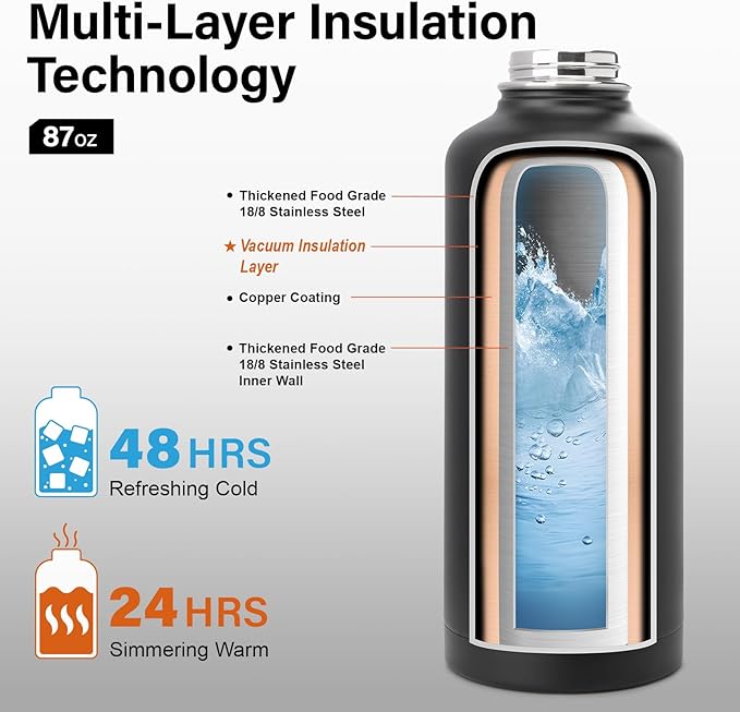 DYSANKY Insulated Water Bottle with Portable Carrier Bag for Outdoor 87 oz