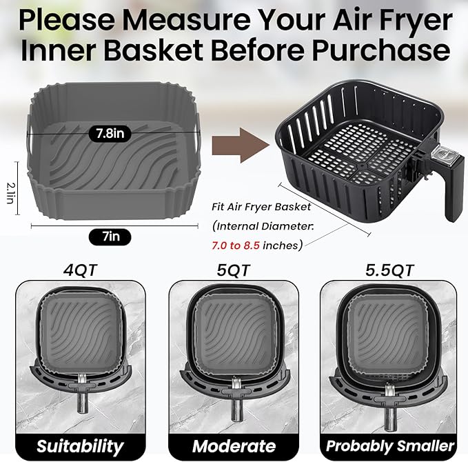 Redfly 2 Pack Silicone Egg Molds with 2 Pack Air Fryer Silicone Liners, 4Inch Jumbo Muffin Pan Sets