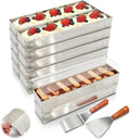 Blushtier 12 Nonstick Rectangle Tiramisu Cake Pan with Acrylic Lid and 2 Metal Spatula Removable Frame 304 Stainless Steel Cake Baking Molds for Tiramisu Cheesecake Mousse (15.75 x 3.94 x 2.56 Inch)