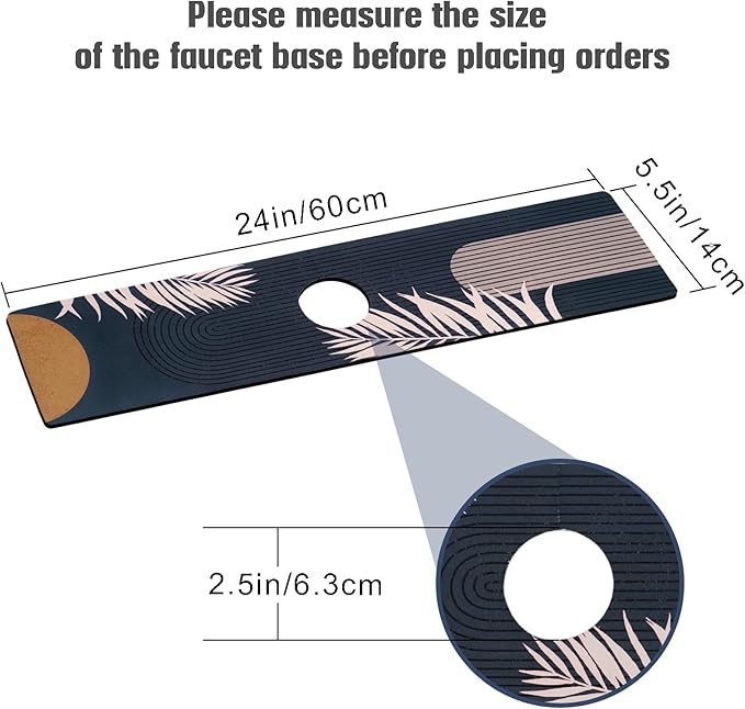 Sink Faucet Absorbing Mat, 2 Pack Drying Mat Around Faucet Sink Splash Guard Behind Faucet Sinkmat For Kitchen Bathroom Island Rv 24 * 5.5 Inch (60 * 14 cm)