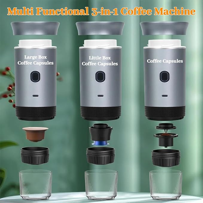 Portable Coffee Maker Espresso Machine for Camping Travel Nano Home Office Gym Car Coffee Maker, Self Heating & USB-C Rechargable