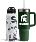 The Memory Company Officially Licensed NCAA 2-Pack Stainless Steel Tumbler Set, 34oz Team Spirit Water Bottle & 40oz Game Day Tumbler with Lid and Straw, BPA-Free Materials, Convenient Straw Design