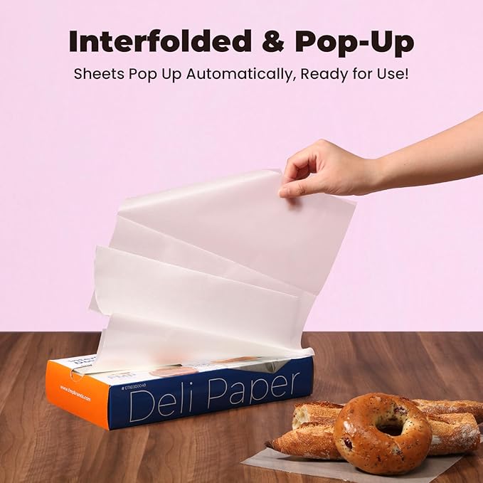 Fit Meal Prep [500 Pack] 12 x 10.75" Wax Paper Sheets for Food, Interfolded Precut Deli Pop Up Grease-Proof Sandwich Paper Wraps, Waterproof for Lunch, Food Basket, Microwave Cover, BBQ