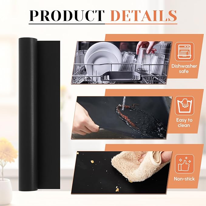 Oven Liners for Bottom of Oven 16” x 240” Large Oven Mats Roll Heat Resistant Food Grade Non Stick Reusable Liner for Electric, Gas, Convection, Microwave Ovens