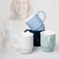 Stackable Porcelain Coffee Mug Set of 4 – 20oz Jumbo Capacity, Space-Saving Ceramic Mugs with Large Handle for Kitchen & Coffee Bar, Microwave & Dishwasher Safe Modern Home Gift