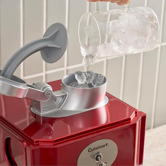 Cuisinart Snow Cone Machine, Home Shaved Ice Maker for Snow Cones, Snow Cone Maker with Reuseable Paper Cups, Makes 5 ICY Cones for Slushies, Frozen Drinks, Red, SCM-10P1