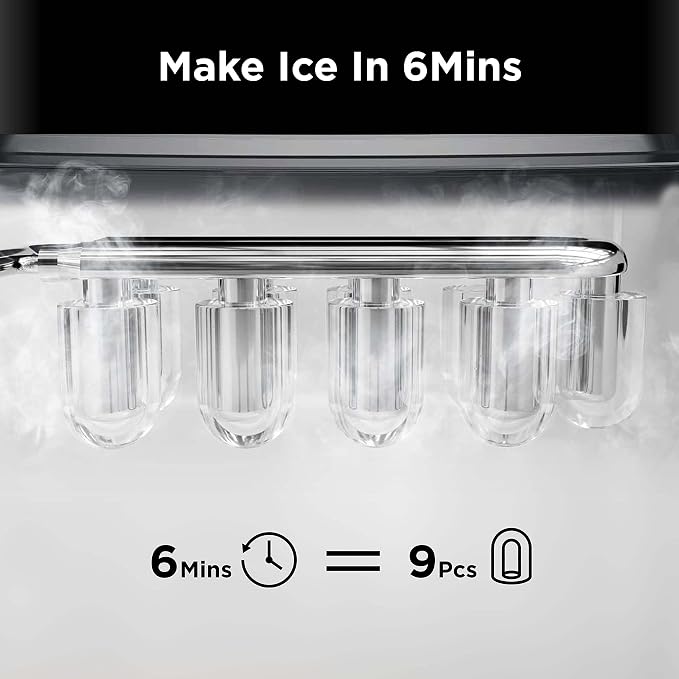 Silonn Ice Maker Countertop & Brita Water Filter Pitcher for Tap and Drinking Water with 1 Standard Filter, Lasts 2 Months, 6-Cup Capacity, BPA Free, White