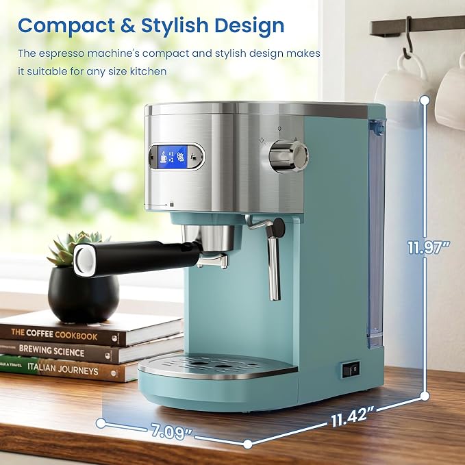 COWSAR Espresso Machine,Expresso Coffee Machines,Espresso Maker with Milk Frother Steam Wand & 40oz Removable Water Tank，Stainless Steel Compact Cappuccino & Latte Machine