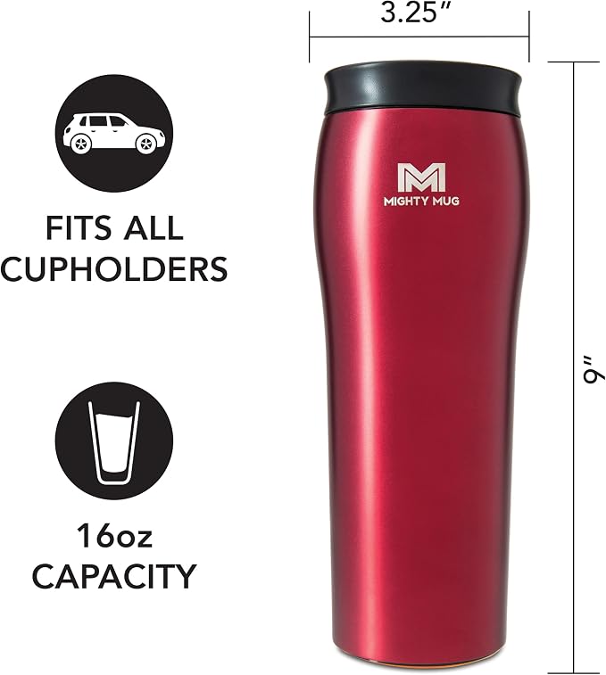 Mighty Mug | The Untippable Mug | Grips When Hit, Lifts for Sips | Insulated Stainless Steel Tumbler | Cupholder Friendly | Gifts for Women Men All | Leakproof | 6 Hour Hot / 24 Cold | 16oz | Rosebud
