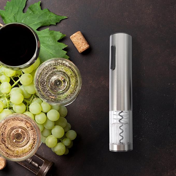 Angoily Electric Wine Opener USB Rechargeable Automatic Bottle Opener with Stainless Steel Base Foil Cutter Vacuum Stopper Practical Wine Opening Tool and Parties