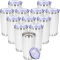 20 oz Tumbler with lid Double Wall Vacuum Insulated Tumblers Stainless Steel Coffee Mug Travel Coffee Tumbler Powder Coated Tumbler Cup Keep Hot&Cold - (White 12 Pack)