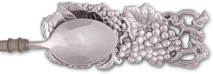 Arthur Court Grape Pattern Spoon Rest - Aluminum Metal Decorative - Holder for Kitchen, Spatula Ladle, Brush and Other Cooking Utensils 8.5 inch x 3.5 inch