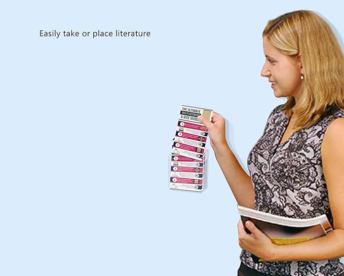 Marketing Holders 4 Pack Suction Cup Postcard Holder for 4" Wide Brochures Clear Acrylic Window or Glass Wall Mount Literature Display for Reception Areas Offices and Libraries
