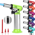 TBTeek Butane Torch, One-hand Operation Kitchen Torch with Adjustable Flame for Grilling, Baking and Soldering (Excluding Butane Gas), Green