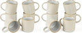 famiware Coffee Mug Set for 6, Star 12 oz Catering Mugs Cup Set with Handle for Coffee, Tea, Cocoa, Milk - Ceramic Stoneware Drinkware Set, Cappuccino White (Pack of 2)
