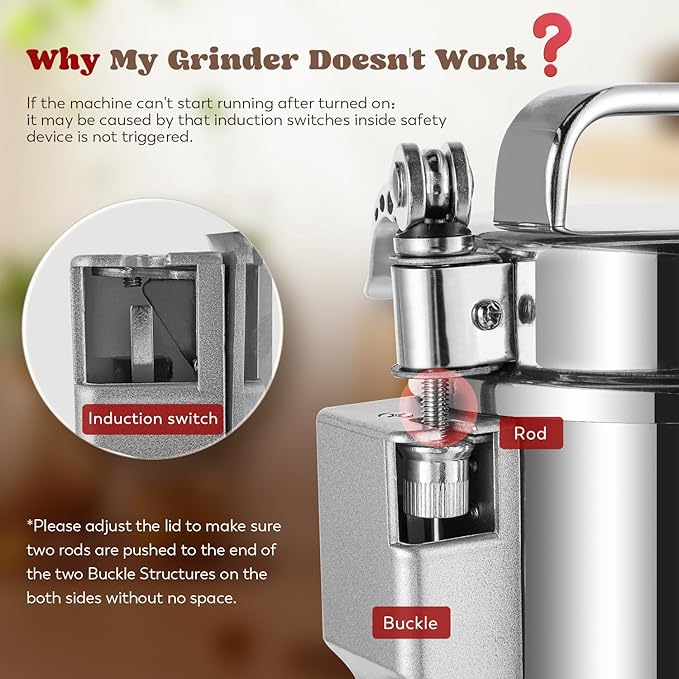 Moongiantgo 2500g Grain Mill Grinder Commercial Spice Grinder 3600W Stainless Steel Electric Pulverizer Dry Grinding Machine for Wheat Corn Rice Pepper Herbs Coffee Beans (2500g Swing, 110V)