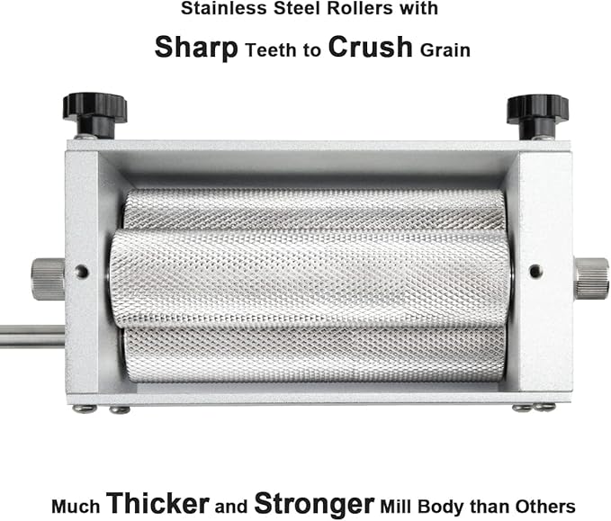 Grain Mill Pro with 3 Rollers 13LB Hopper and Steel Metal Base, Brewing for Grain Malt Barley, Malt Mill for Homebrew Beer, Grain Crusher Grinder, Fit Electric Drill