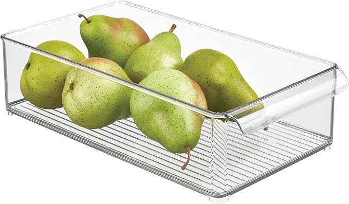 iDesign Stackable Fridge Storage Bin with Front Handle - Clear - Made in USA