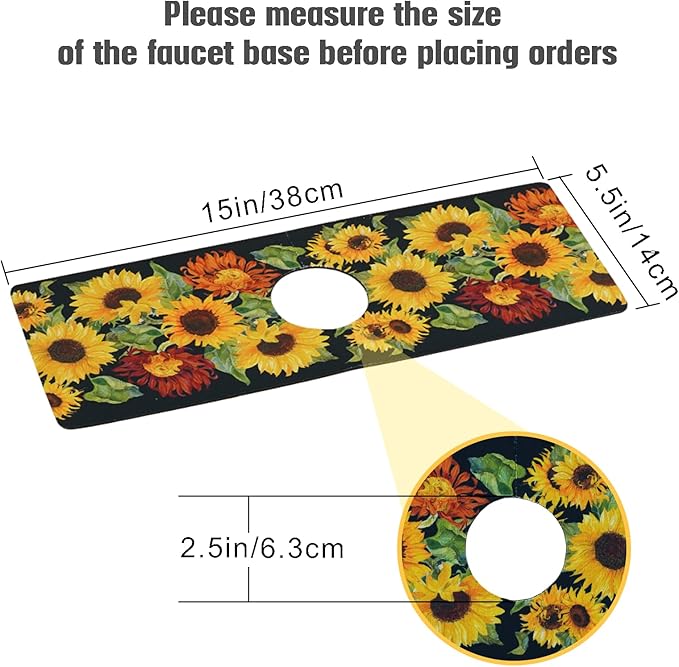 Sink Faucet Absorbing Mat, 2 Pack Drying Mat Around Faucet Sink Splash Guard Behind Faucet Sinkmat For Kitchen Bathroom Island Rv 15 * 5.5 Inch (38 * 14 cm)