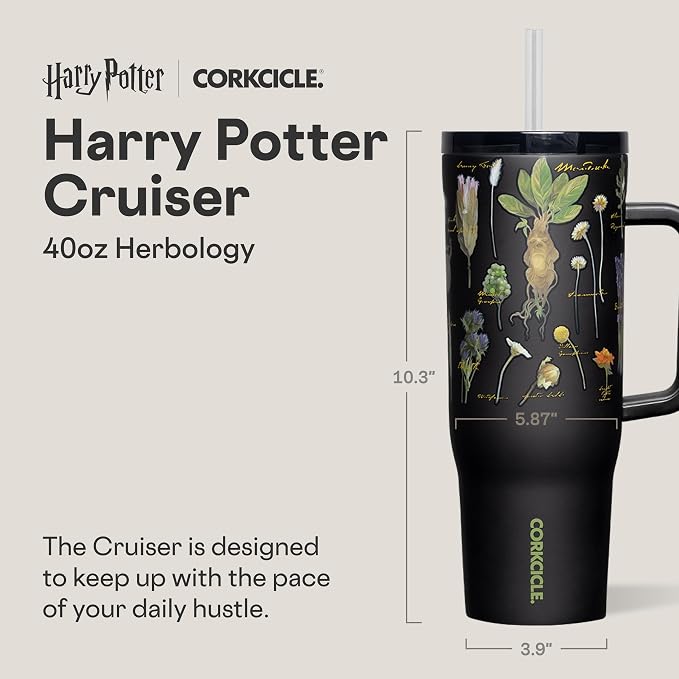 Corkcicle Cruiser Insulated Tumbler with Handle & Straw - Keeps Beverages Cold 20 Hours - Triple Insulated - Summer Drinkware Gift - Keeps Drinks Ice Cold - 40 oz - Princess Cinderella