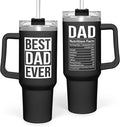 SANDJEST Best Dad Ever Tumbler with Handle 40oz Stainless Steel Insulated Coffee Cup - Gift Set with Lid & Straw for Father’s Day, Birthday, Christmas