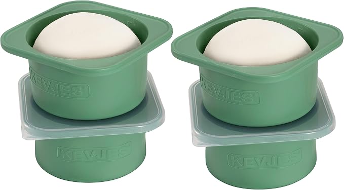 Stackable Silicone Artisan Pizza Dough Proofing Proving Trays with Air-tight Lids-4pack-500ml Volume for 250g Dough Ball (Green)