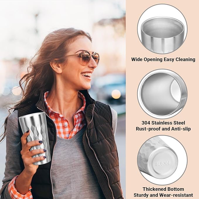 Stainless Steel Drinking Glasses, 19 oz Insulated Tumbler, 12 Pack Double Wall Unbreakable Stackable Water Tumblers Premium Insulated Metal Cup for Travel Camping Home Outdoor Gifts