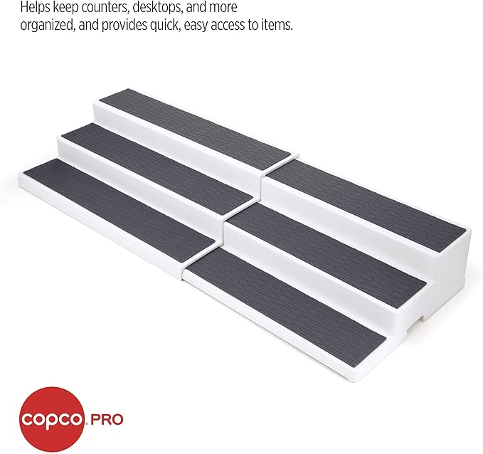 Copco Pro 2-Pack Expandable 3-Tier Cabinet Organizer - Adjustable Deep Shelf System for Spices, Pantry, Bathroom & Office, Expandable Storage Rack that Adjusts from 14.8" to 26.3"