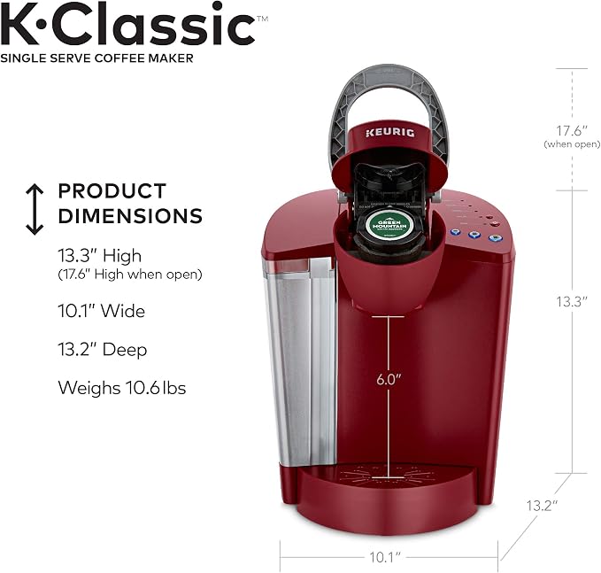Keurig K-Classic Single Serve K-Cup Pod Coffee Maker, Rhubarb