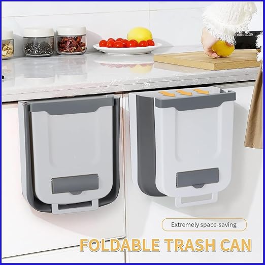 10l Wall-Mounted Kitchen Cupboard Trash Can, Collapsible Food Waste Bin for Cabinets, Ideal for Campervans, Bathrooms, and Motorhomes White