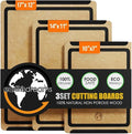 Composite Wood Cutting Board Set of 3 – Built In Juice Groove, Dishwasher Safe, Non-Toxic & Cutting Boards for Kitchen – Large, Medium & Small Non-Slip Wood Charcuterie & Chopping Boards (Tan/Black)
