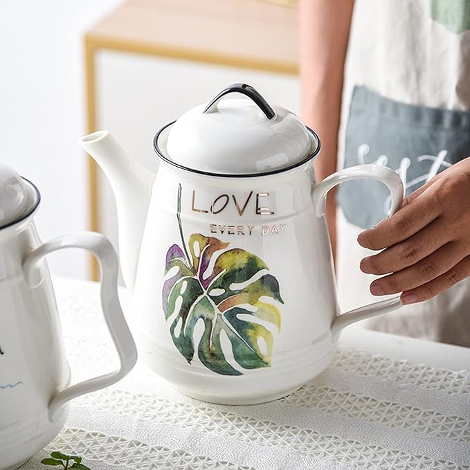 GRFIT Carafe Ceramic Cold Kettle with Handle Large Capacity Filter Teapot Teapot Home High Temperature Resistant Jug with Lid (170g) Water Pitcher (Color : H)