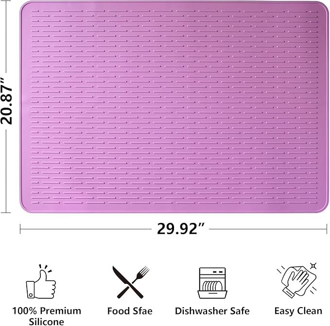 Stove Top Cover for Electric Stove- Range Covers for Electric Stove,Silicone XXL Dish Drying Mat, Glass Cooktop Covers, Flat RV Range top Mats (Black, 30"x21")