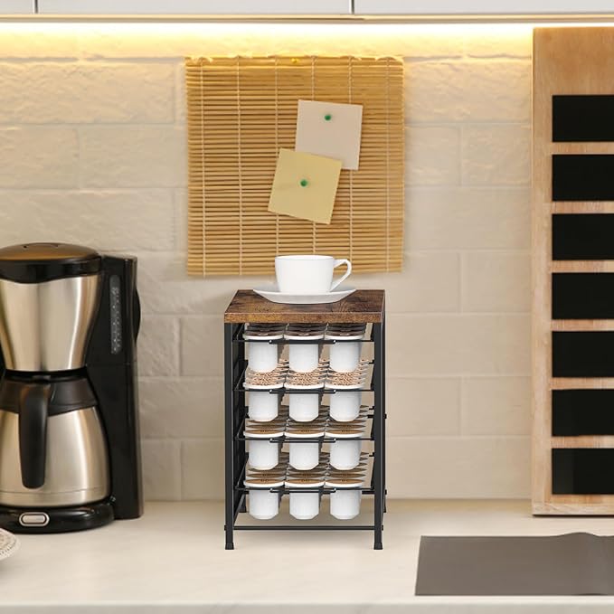 NANANARDOSO Coffee Pod Holder For Counter, 4 Tier Coffee Pod Drawer for Keurig Pod Storage Drawer Holder, 72 Capacity Pods Storage Organizer Cups Capsule with Sliding Baskets for Coffee Station