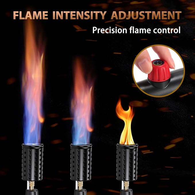 Propane Torch with Adjustable Flame, Powerful Kitchen Torch Gun with Safety Lock & Cooling Vents, Blow Torch Flamethrower for Grill, Sous Vide, BBQ, Charcoal Lighter (Tank Not Included)