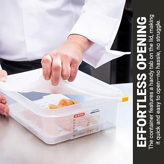 Araven Airtight Container, Food Pan with Lid for Storage in Kitchen and Restaurant, Full Size 6" Deep, 1 Count, Clear
