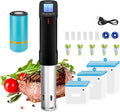 INKBIRD WIFI Sous Vide Cooker Bundle with 30PCS Sous Vied bags and Vacuum Sealer Pump, Sous Vide Starter Kits, Recipes on APP,1000W Sous-Vide Machine for Steak