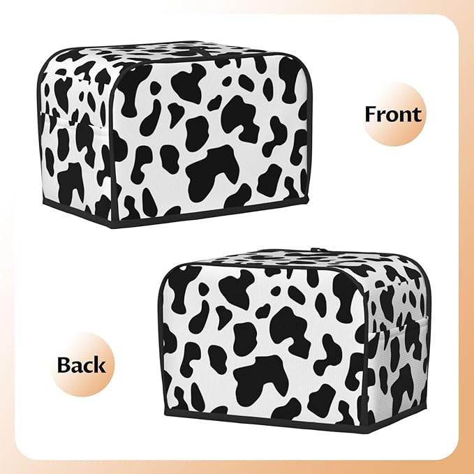 Toaster Cover 2 Slice Cow Print Kitchen Small Appliance Covers with Pockets Dust and Fingerprint Protection