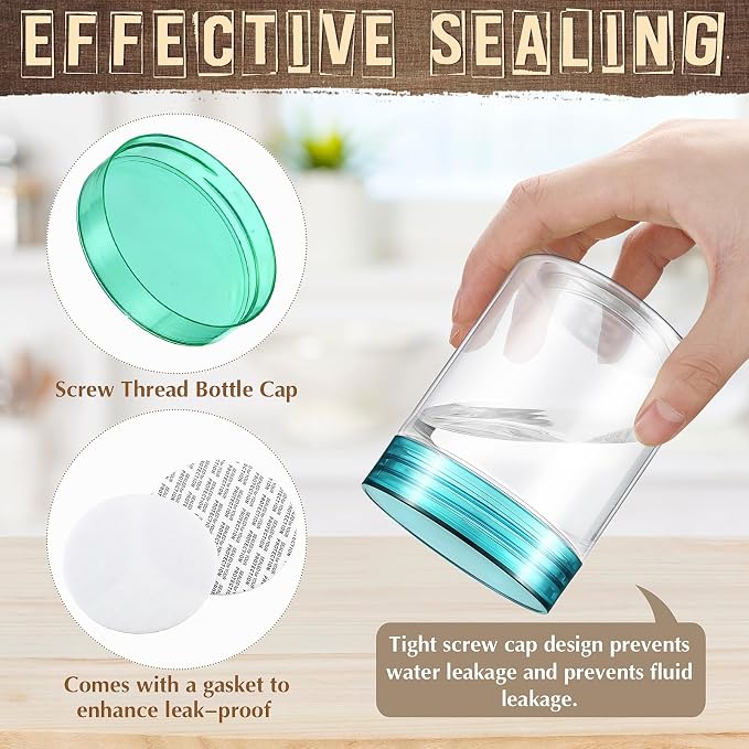 Sliner 60 Pcs 8 oz Plastic Jars with Lids Clear Round Leakproof Storage Containers Empty Refillable Plastic Mason Jars for Travel Storage Face Creams Kitchen Household Food Spice (Fresh Color)
